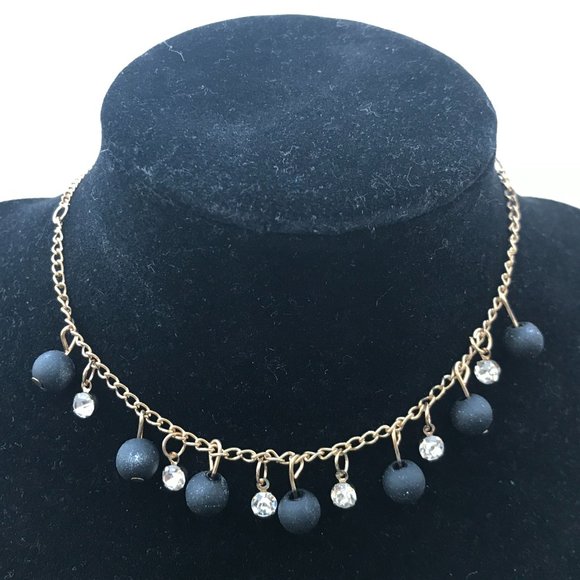 Women Necklace With Black Lace Choker Gold Tone Ch - Picture 3 of 7